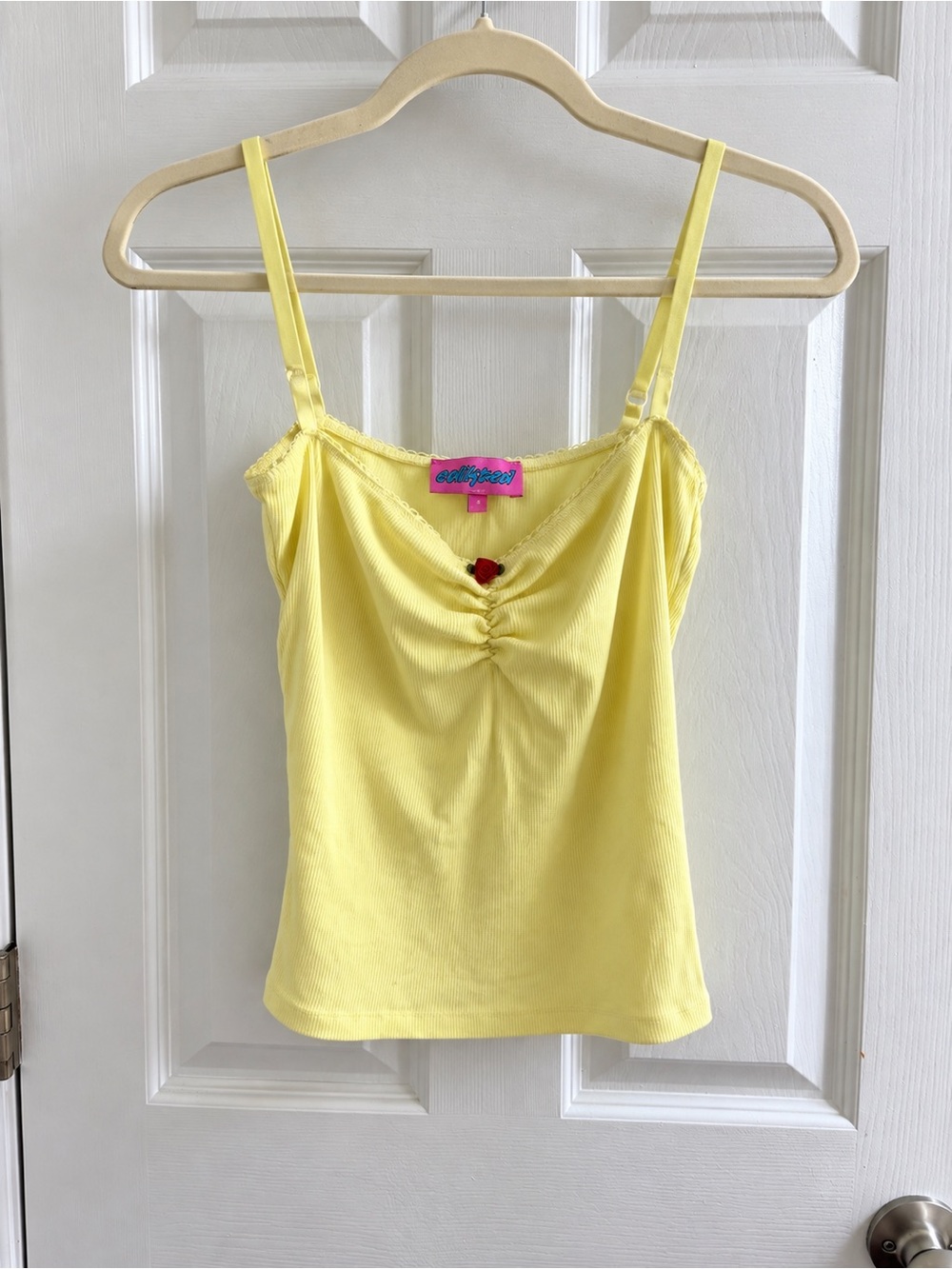 Edikted Yellow Ruched Cami Tank Top Size S